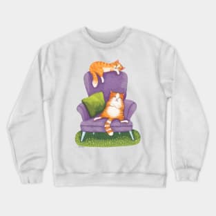 Sleeping Ginger Cats and Purple Chair Crewneck Sweatshirt